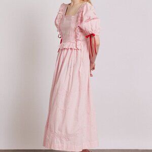 Pink Gingham Cherry Ribbon Detail
